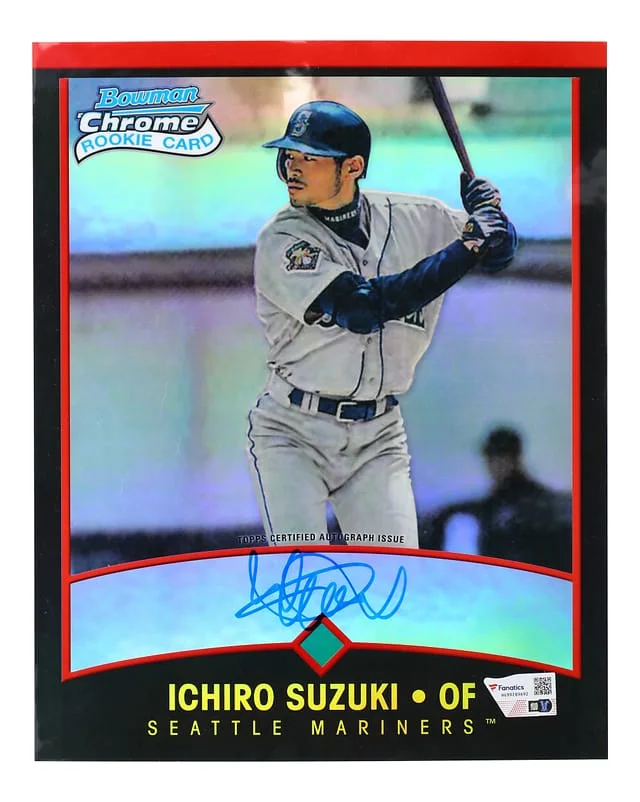 2015 Bowman Chrome Ichiro Suzuki 01 8x10 Jumbo Autograph Red #351 card image