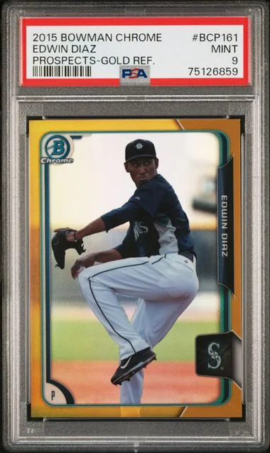 2015 Bowman Chrome Prospects Edwin Diaz Gold Refractor #BCP161 card image