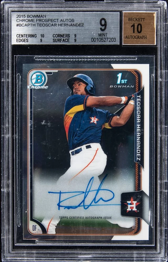 2015 Bowman Chrome Teoscar Hernandez Prospect Autographs #BCAP-TH card image