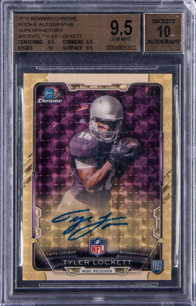 2015 Bowman Chrome Tyler Lockett Autographs Superfractor #TL card image