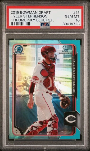 2015 Bowman Draft Tyler Stephenson Chrome-Sky Blue Refractor #13 card image