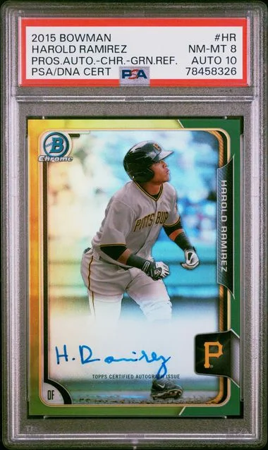 2015 Bowman Harold Ramirez Prospect Autograph Chrome-Green Refractor #HR card image