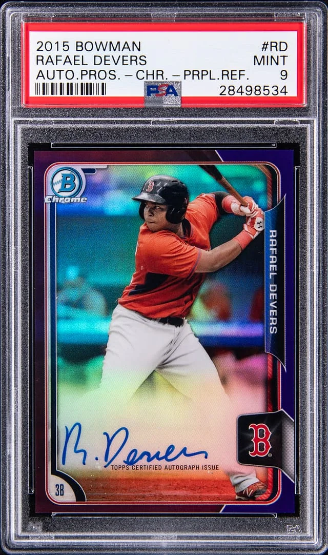 2015 Bowman Rafael Devers Autograph Prospect Chrome Purple Refractor #BCAP-RD card image
