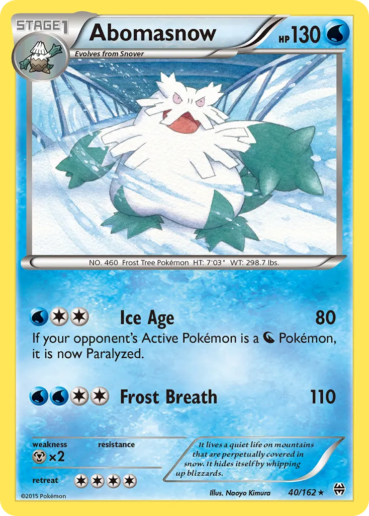 2015 BREAKthrough Abomasnow Rare #040/162 Rare card image