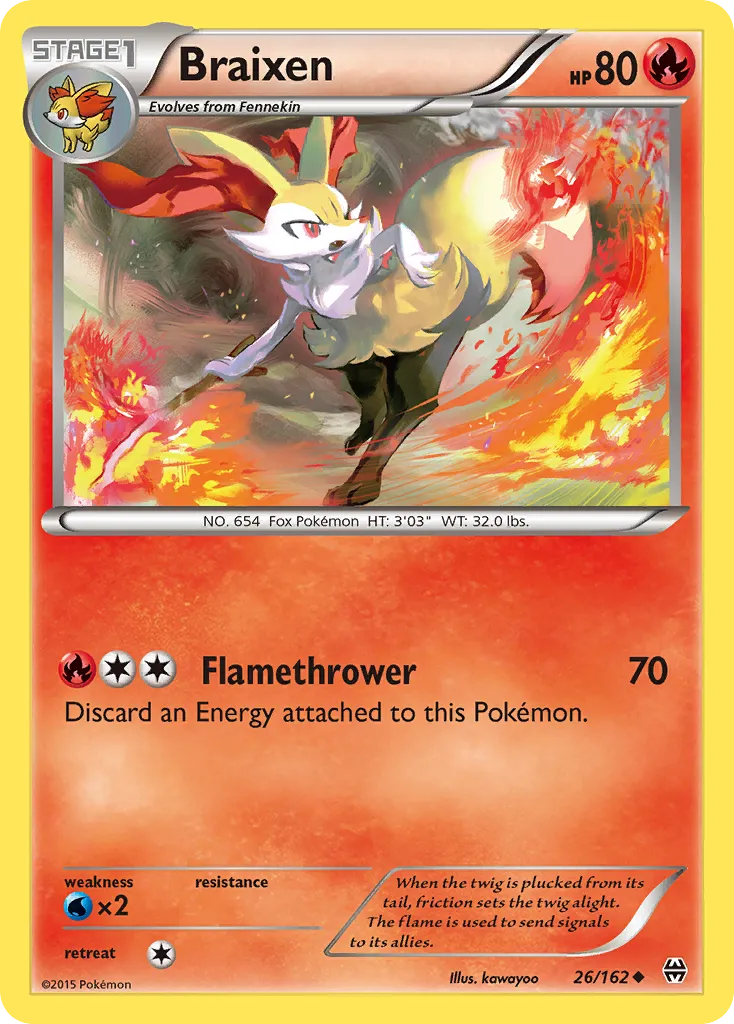 2015 BREAKthrough Braixen Uncommon #026/162 Uncommon card image