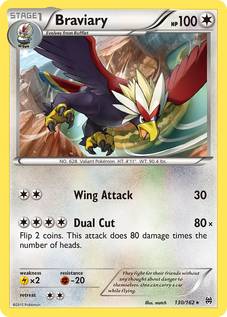 2015 BREAKthrough Braviary Rare #130/162 Rare card image