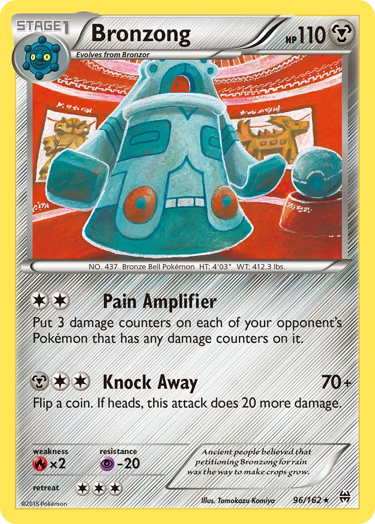2015 BREAKthrough Bronzong Rare #096/162 Rare card image