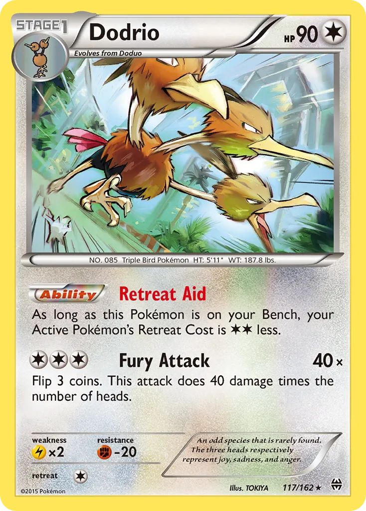 2015 BREAKthrough Dodrio Rare #117/162 Rare card image