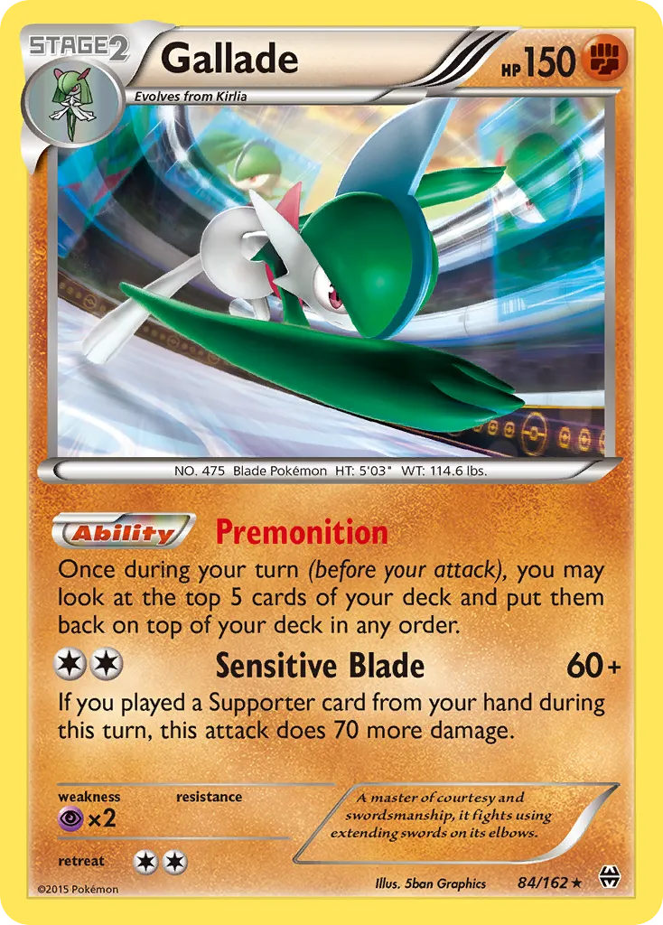 2015 BREAKthrough Gallade Rare Holo #084/162 Rare Holo card image