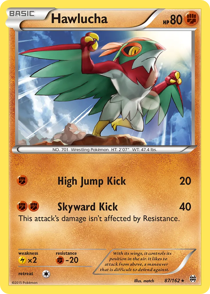 2015 BREAKthrough Hawlucha Rare #087/162 Rare card image