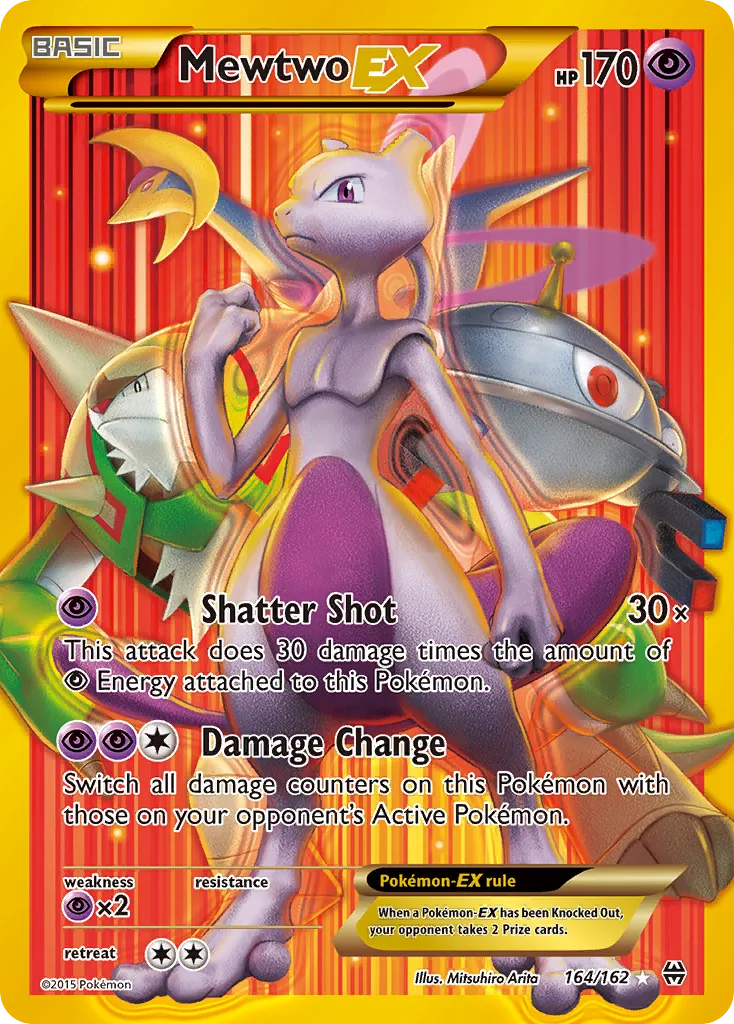 2015 BREAKthrough Mewtwo-EX #163/162 Rare Secret card image