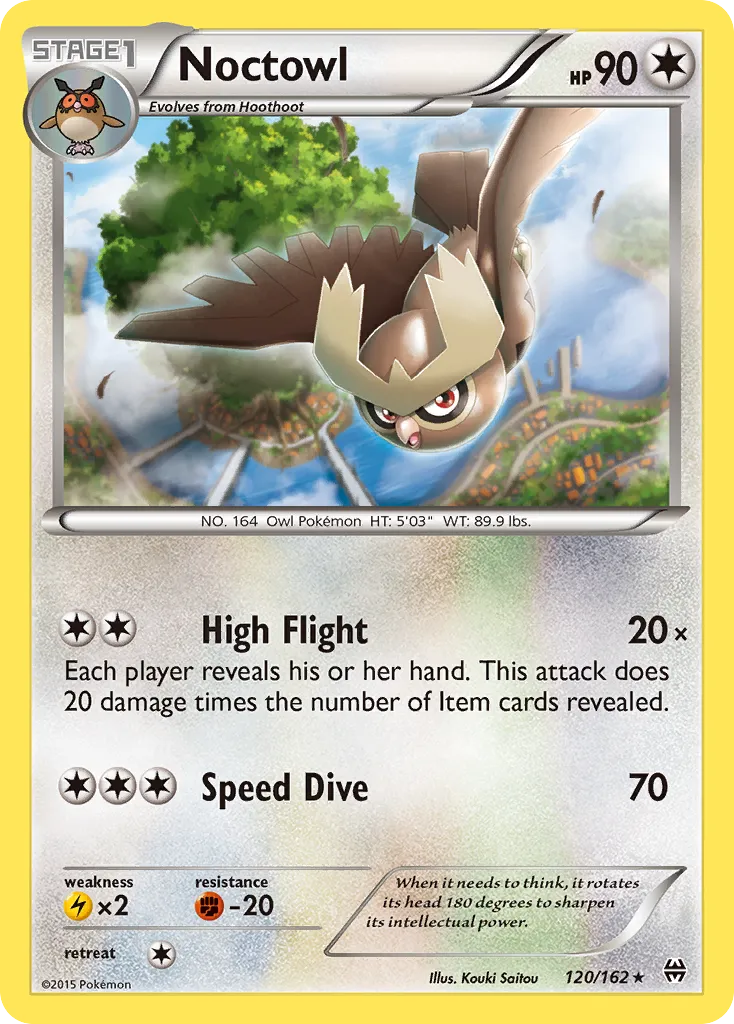2015 BREAKthrough Noctowl Rare #120/162 Rare card image
