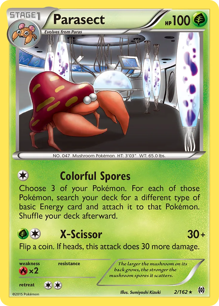 2015 BREAKthrough Parasect Rare #002/162 Rare card image
