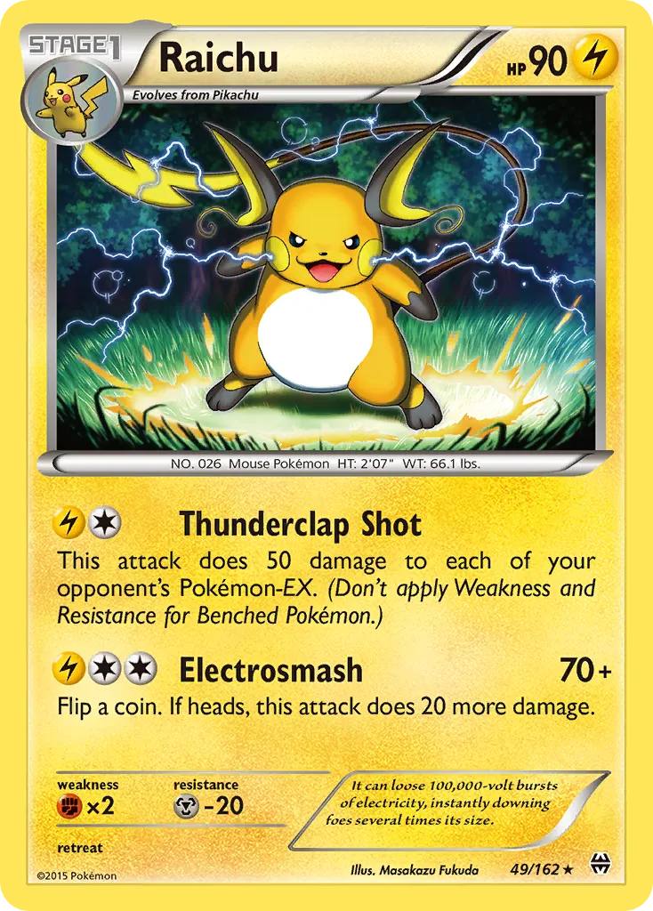 2015 BREAKthrough Raichu Rare #049/162 Rare card image