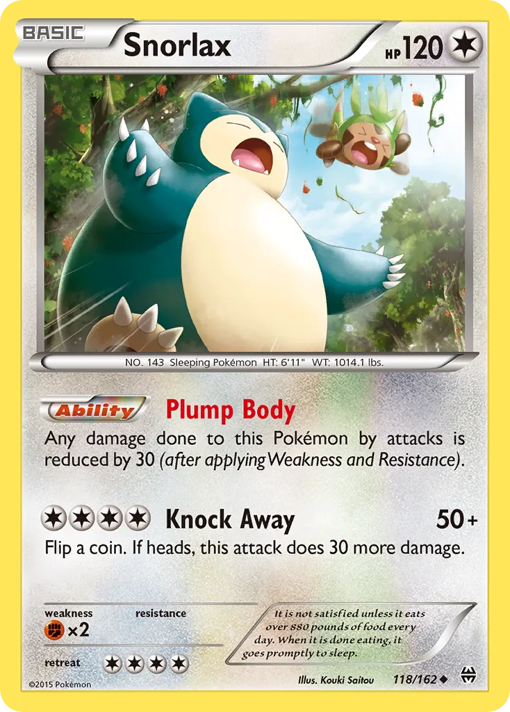 2015 BREAKthrough Snorlax Uncommon #118/162 Uncommon card image