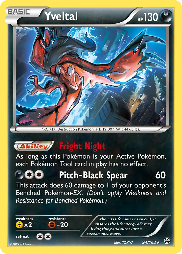 2015 BREAKthrough Yveltal Rare Holo #094/162 Rare Holo card image