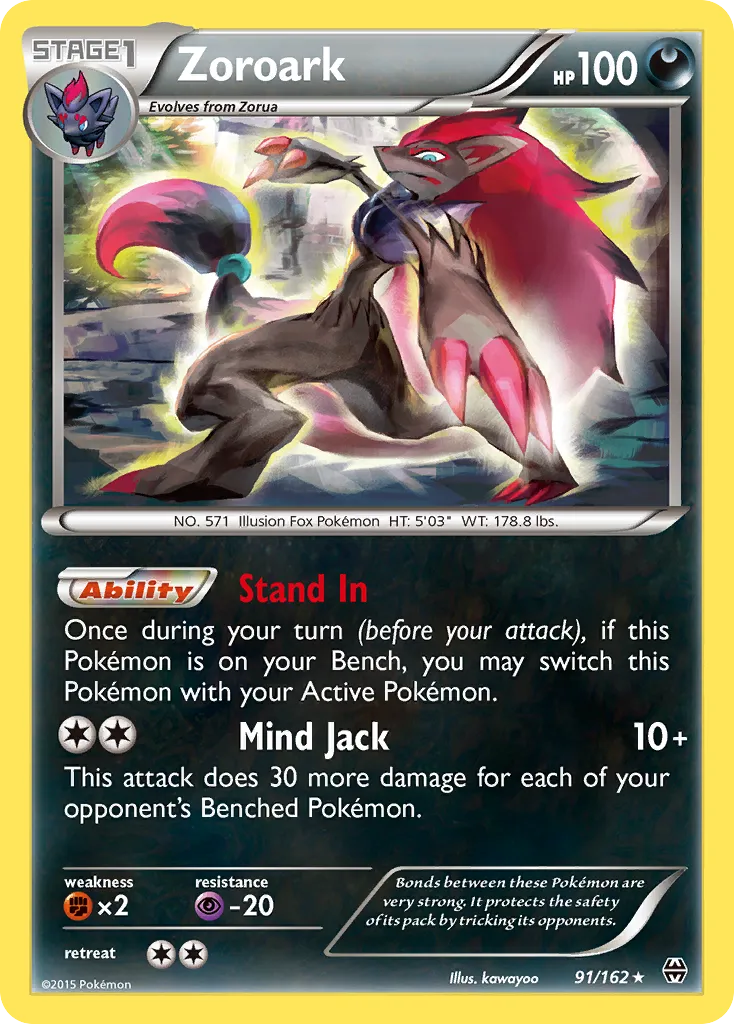 2015 BREAKthrough Zoroark Rare Holo #091/162 Rare Holo card image