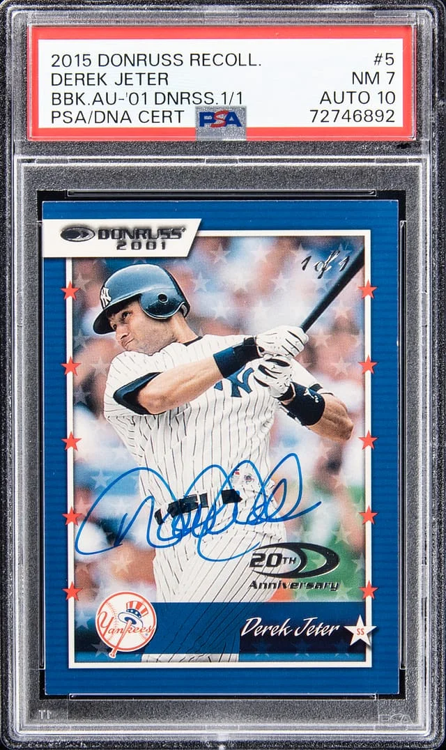 2015 Donruss Derek Jeter Recollection Buyback Autograph 2001 Donruss #5 card image