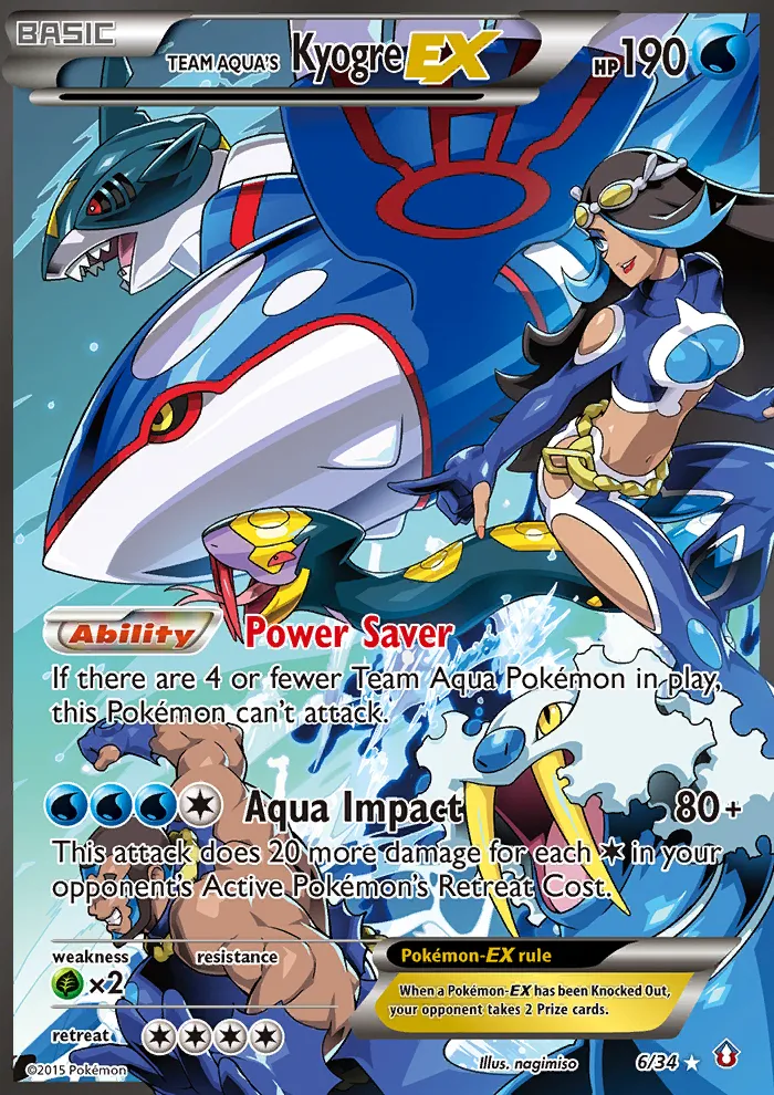 2015 Double Crisis Team Aqua's Kyogre-EX Rare Ultra #06/34 Rare Ultra card image