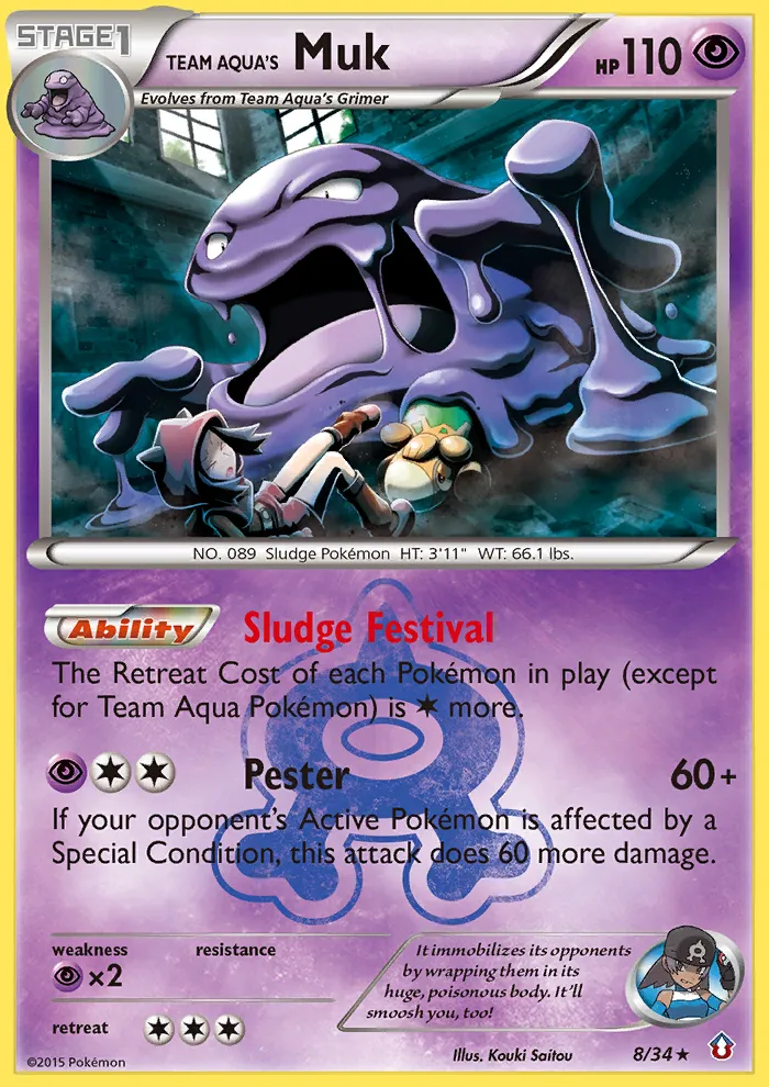 2015 Double Crisis Team Aqua's Muk Rare Holo #08/34 Rare Holo card image