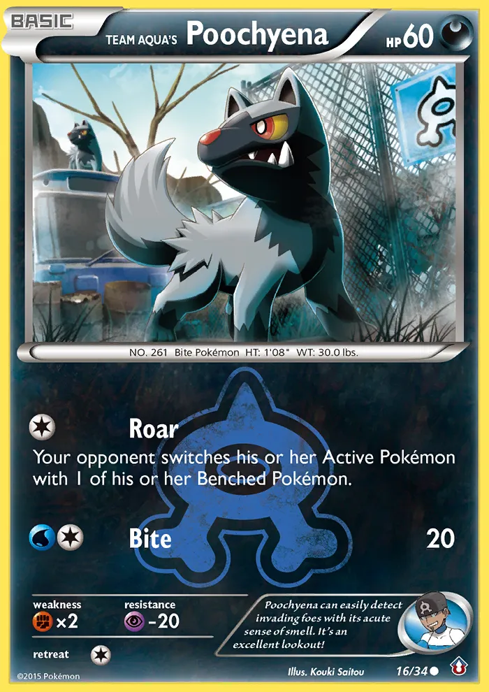 2015 Double Crisis Team Aqua's Poochyena Common #16/34 Common card image