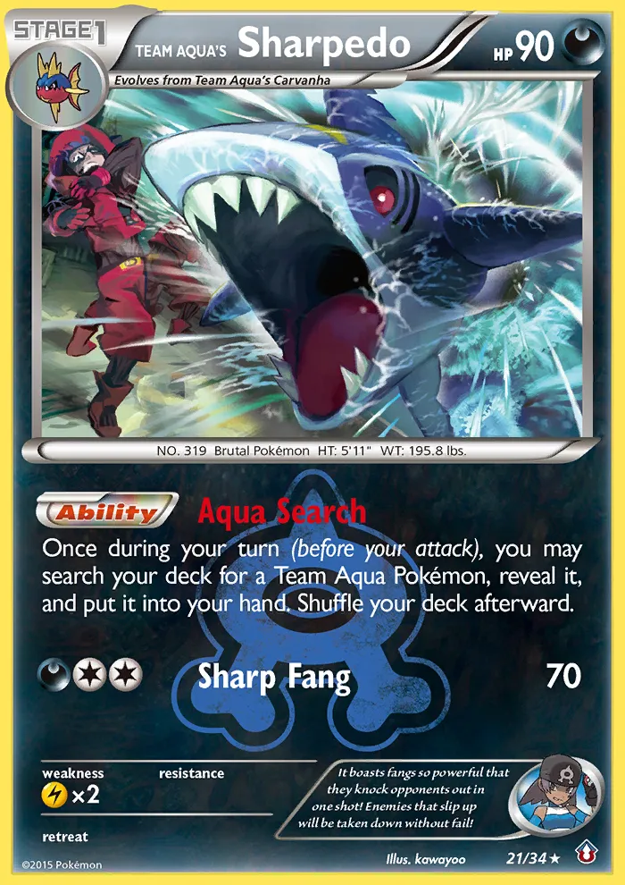2015 Double Crisis Team Aqua's Sharpedo Rare Holo #21/34 Rare Holo card image