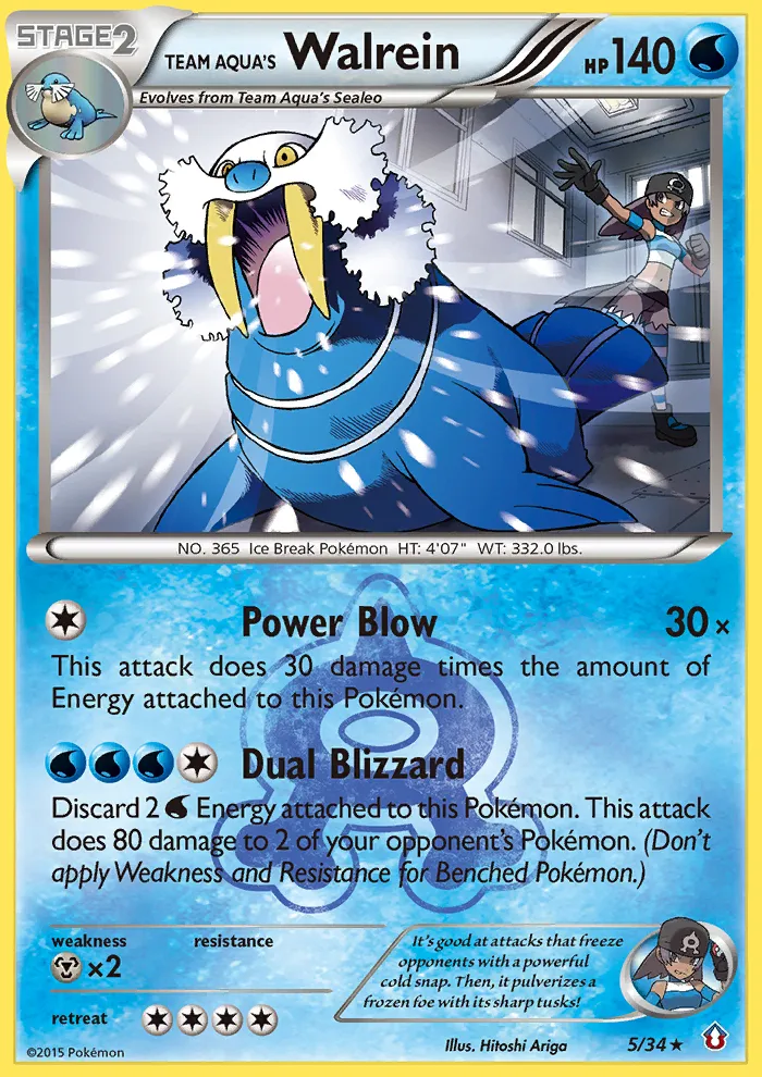 2015 Double Crisis Team Aqua's Walrein Rare Holo #05/34 Rare Holo card image