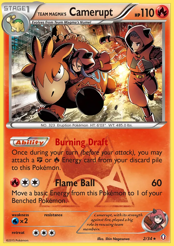 2015 Double Crisis Team Magma's Camerupt Rare Holo #02/34 Rare Holo card image