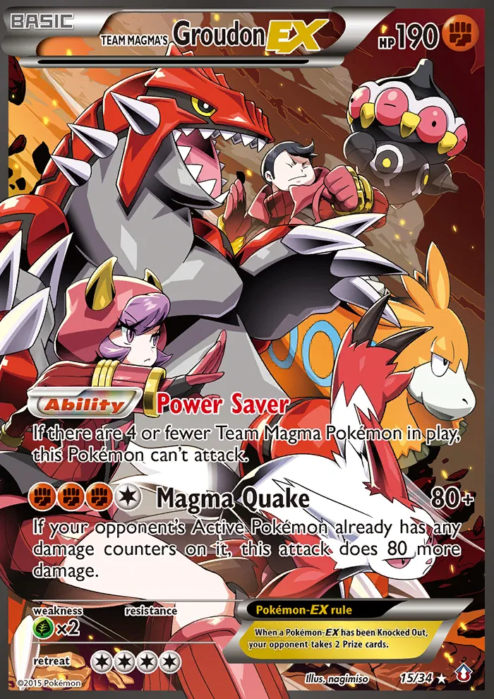 2015 Double Crisis Team Magma's Groudon-EX Rare Ultra #15/34 Rare Ultra card image