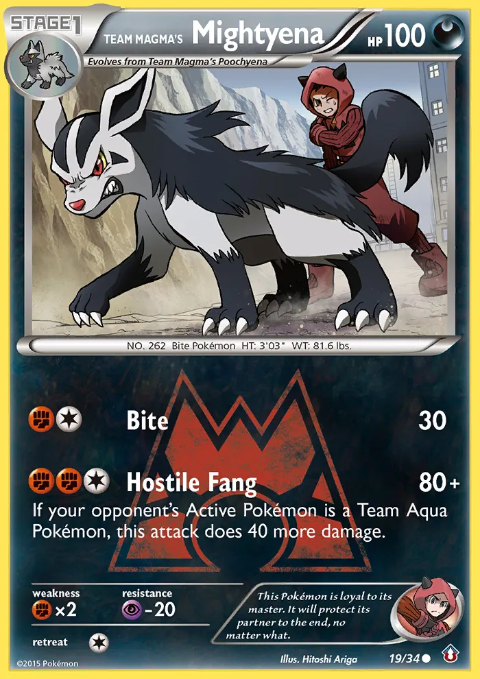 2015 Double Crisis Team Magma's Mightyena Common #19/34 Common card image