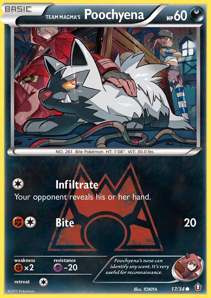 2015 Double Crisis Team Magma's Poochyena Common #17/34 Common card image