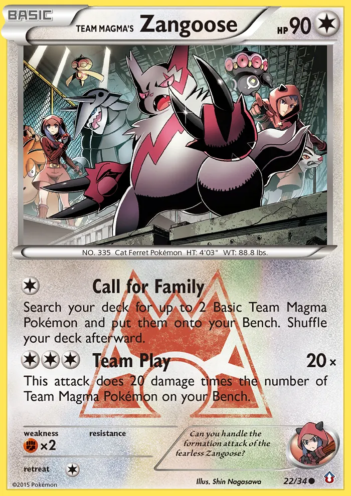 2015 Double Crisis Team Magma's Zangoose Common #22/34 Common card image
