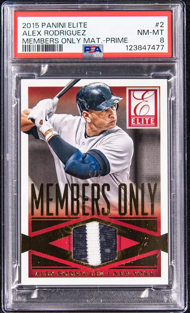 2015 Elite Alex Rodriguez Members only Material Prime #2 card image