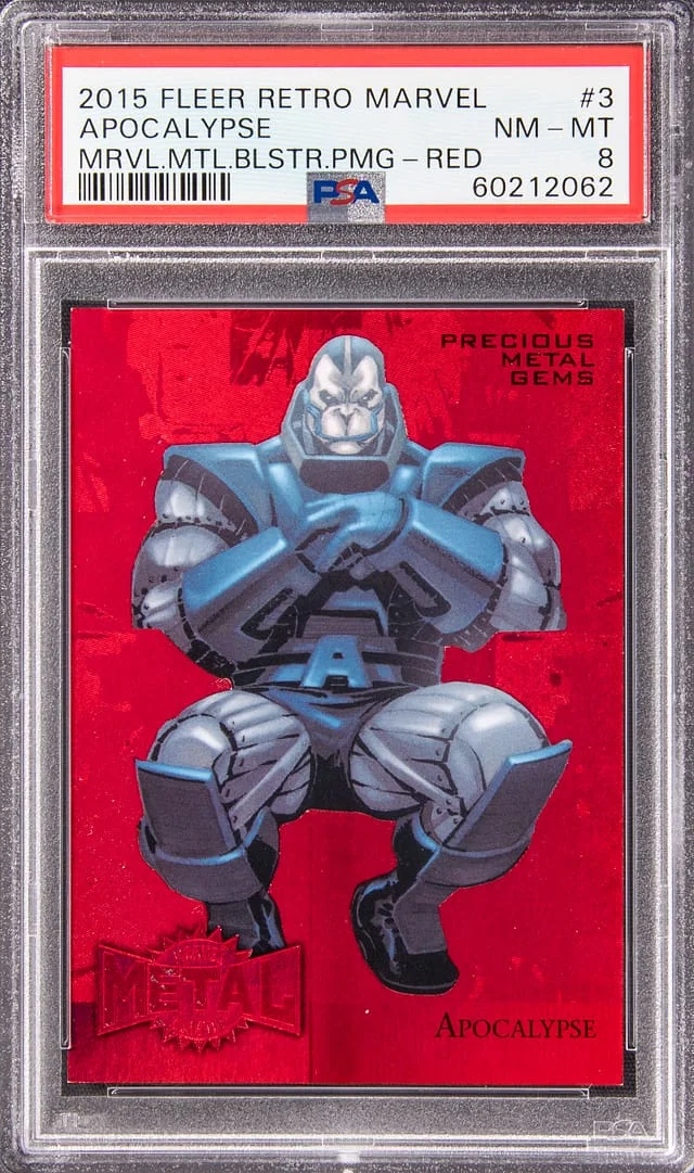 2015 Fleer Retro Marvel Apocalypse (057/100) Metal Blaster Precious Metal Gems (PMG) Red #3 card image