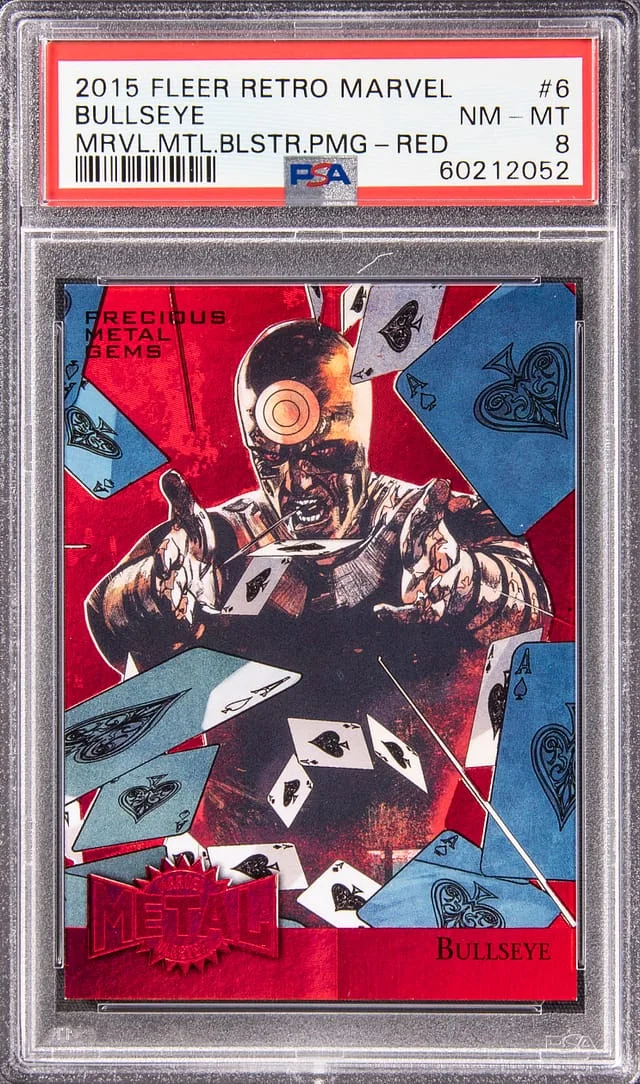 2015 Fleer Retro Marvel Bullseye Metal Precious Metal Gems (PMG) Red #39 card image