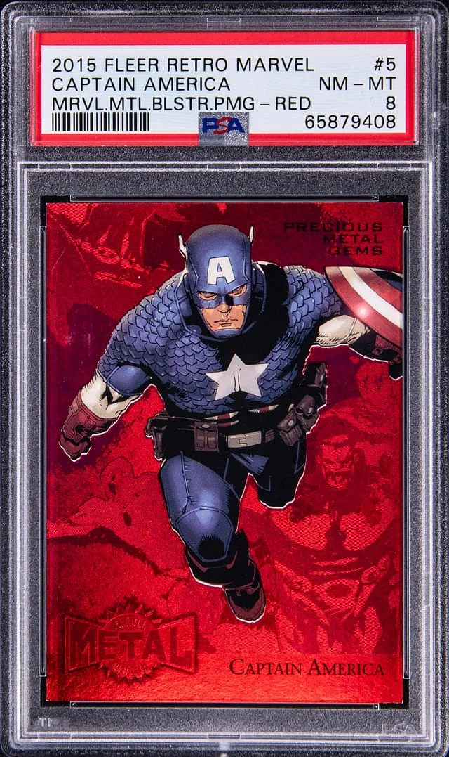 2015 Fleer Retro Marvel Captain America Metal Blaster Precious Metal Gems (PMG) Red #5 card image