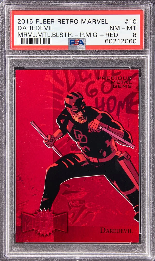 2015 Fleer Retro Marvel Daredevil (009/100) Metal Blaster Precious Metal Gems (PMG) Red #10 card image