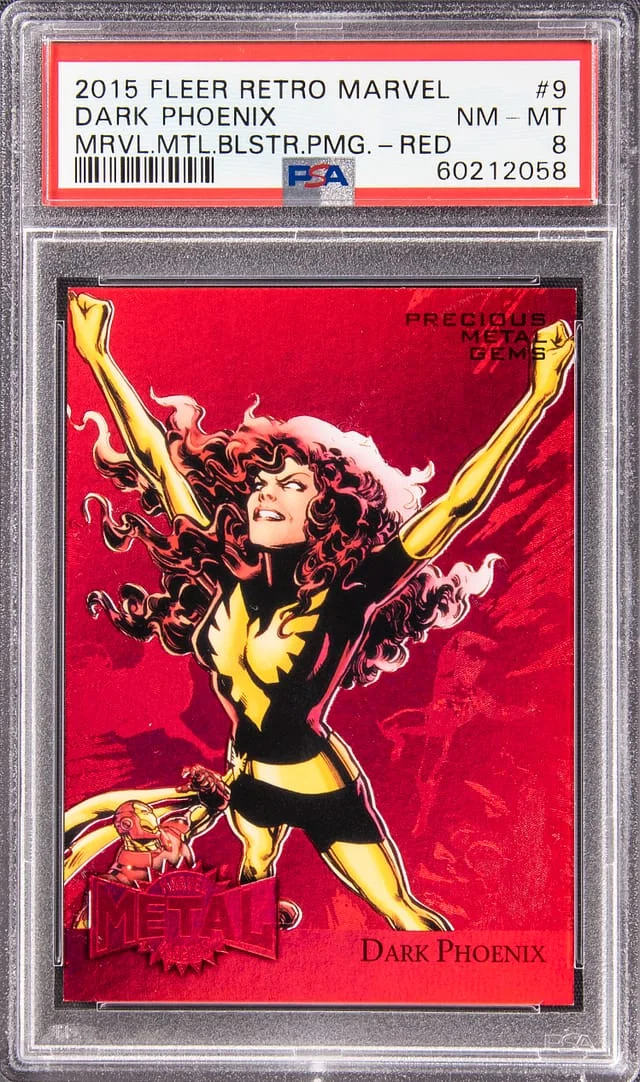 2015 Fleer Retro Marvel Dark Phoenix Metal Blasters Precious Metal Gems Blue #9 card image