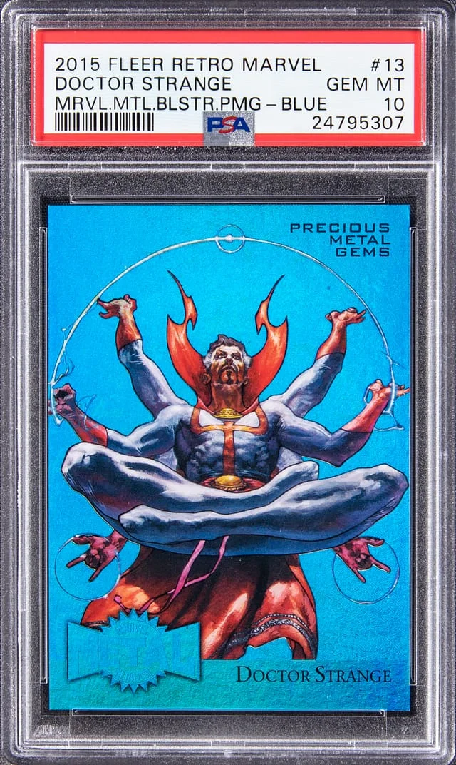 2015 Fleer Retro Marvel Doctor Strange Metal Blaster PMG Green #13 card image