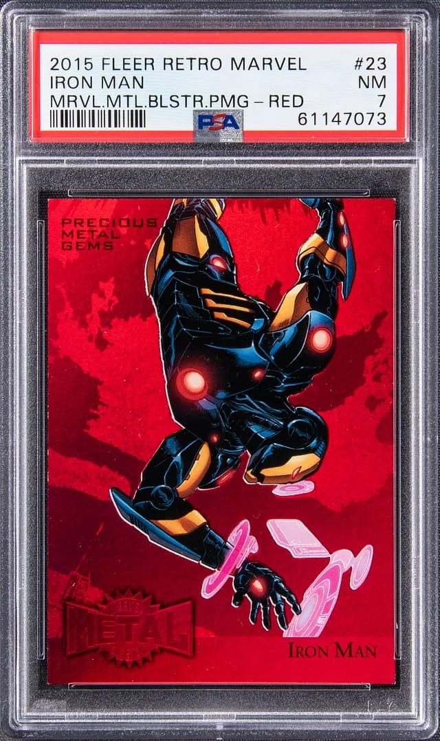 2015 Fleer Retro Marvel Ironman Metal Blaster Red PMG #23 card image