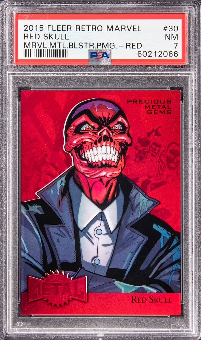 2015 Fleer Retro Marvel Red Skull (004/100) Metal Blaster Precious Metal Gems (PMG) Red #30 card image