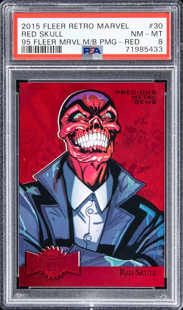 2015 Fleer Retro Marvel Red Skull 1995 Metal Blaster Precious Metal Gems (PMG) Red #30 card image