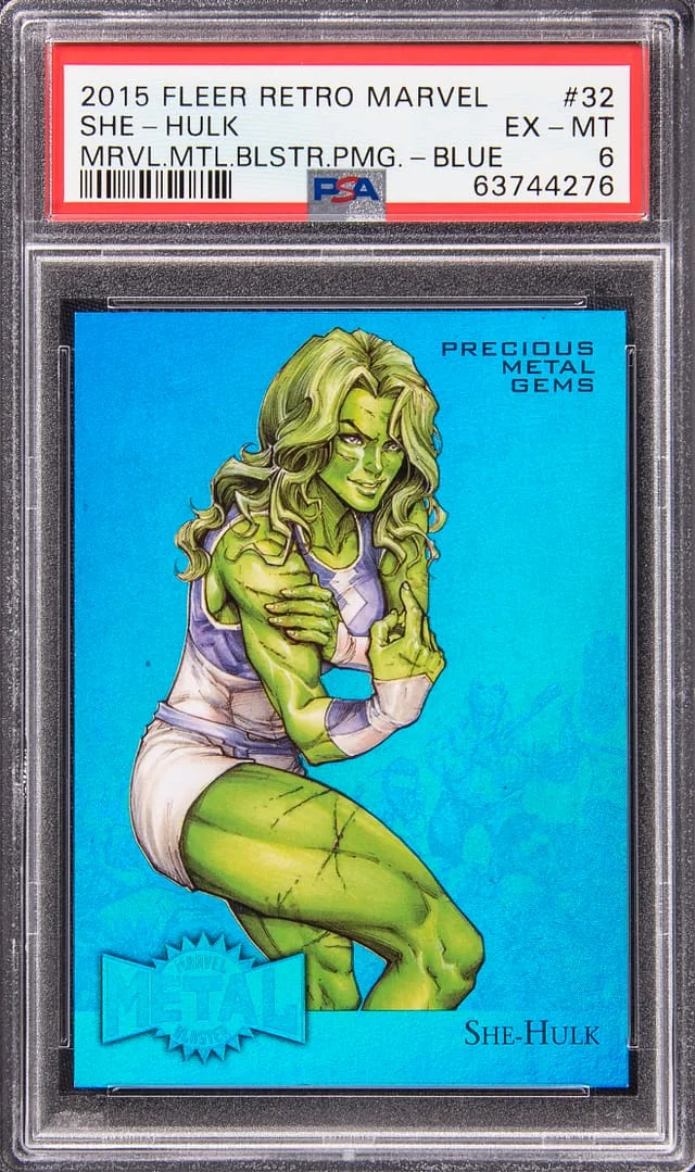 2015 Fleer Retro Marvel She-Hulk Metal Blasters Precious Metal Gems (PMG) Red #32 card image