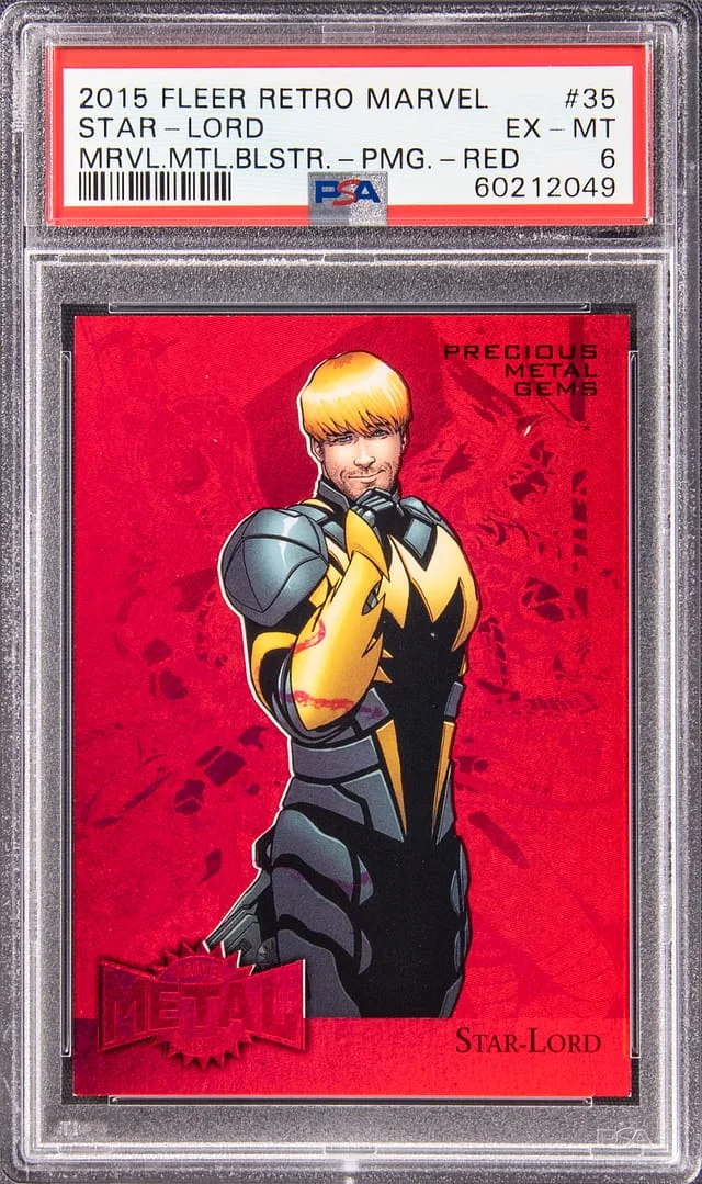 2015 Fleer Retro Marvel Star-Lord (058/100) Metal Blaster Precious Metal Gems (PMG) Red #35 card image