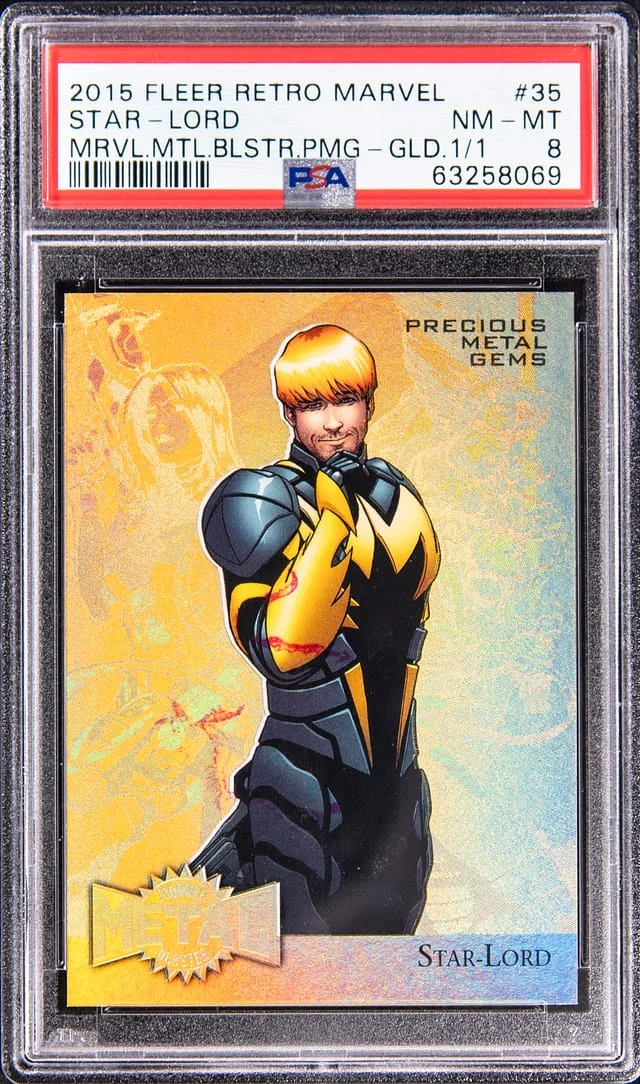 2015 Fleer Retro Marvel Star-Lord 95 Fleer Marvel Metal Blaster Precious Metal Gems (PMG) Gold #35 card image