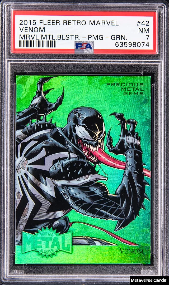 2015 Fleer Retro Marvel Venom Precious Metal Gems (PMG) Blue #42 card image