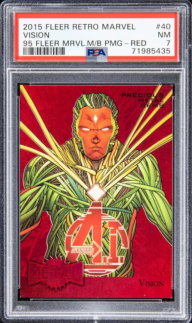 2015 Fleer Retro Marvel Vision 95 Fleer Marvel Metal Blaster Precious Metal Gems (PMG) Blue #40 card image