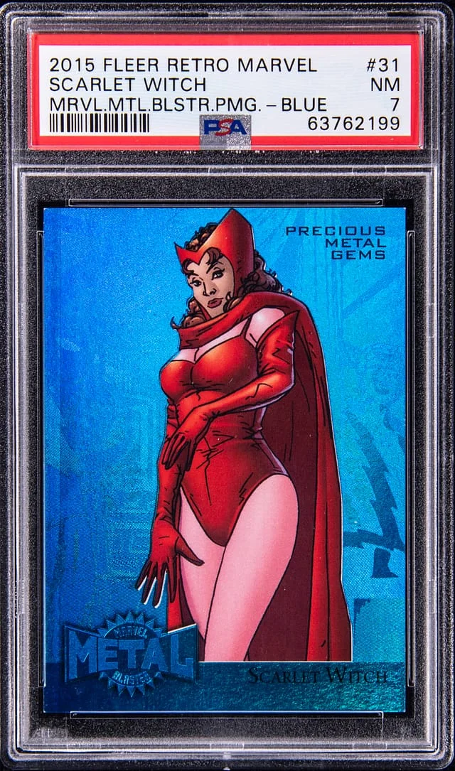 2015 Fleer Retro Scarlet Witch Metal Metal Blaster Precious Metal Gems (PMG) Blue #31 card image