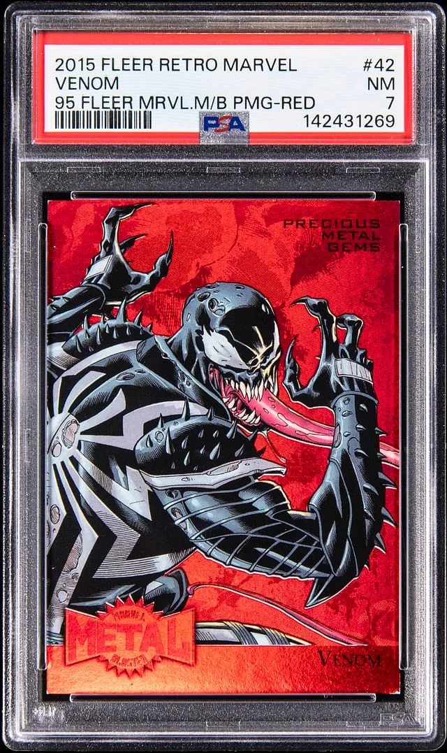 2015 Fleer Retro Venom 1995 Fleer Marvel Metal Blaster Precious Metal Gems Red #42 card image