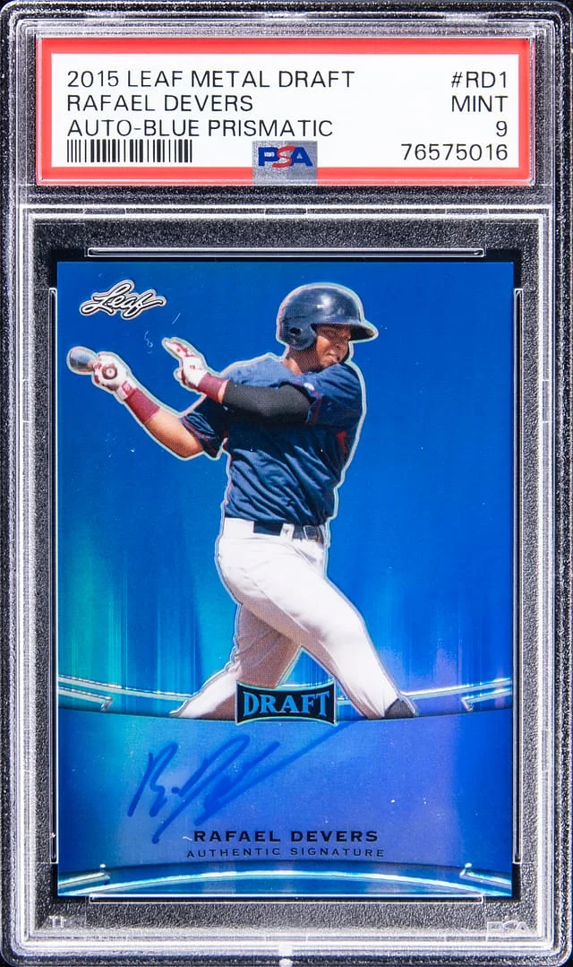 2015 Leaf Metal Rafael Devers Draft Autograph Blue Prismatic #BA-RD1 card image